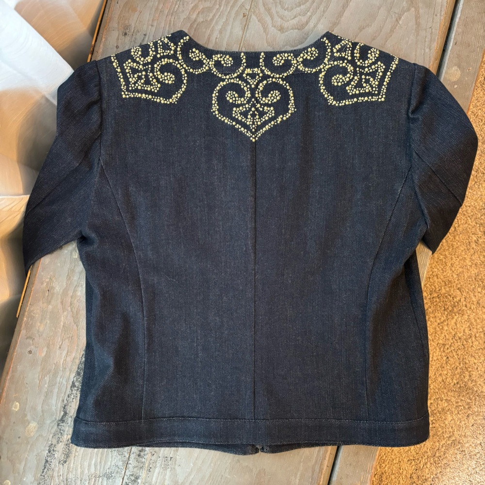 St. John denim jacket with gold embellishments | size 8 - Picture 4 of 10